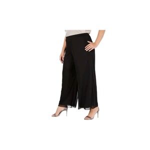 MSK Vintage Wide Leg Mesh Overlay Elastic Waist Palozza Pants Black Size M‎